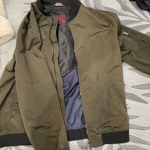 Zara Men Olive Green Bomber Jacket